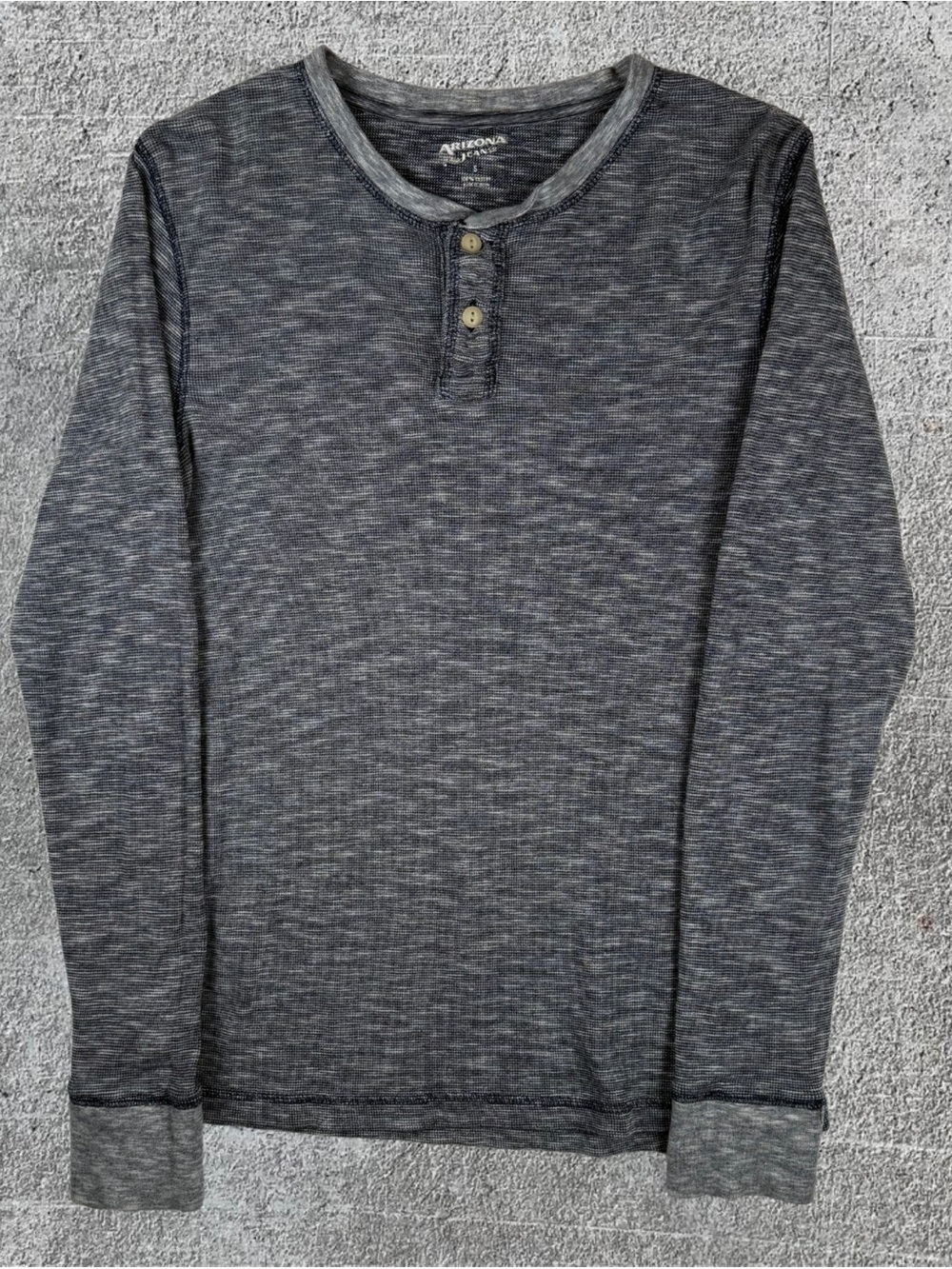 Men’s Arizona Jeans Grey Long Sleeve Button Pullover Size Small